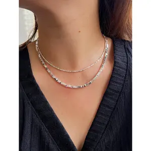 Sparkling Beaded Silver Necklace Bracelet Set, S925 Silver Cubes Bead Set