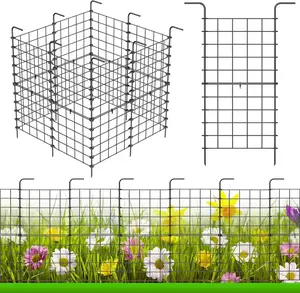 32-Pack Decorative Wrought Iron Garden Fence, 24in x 22ft Coated Rustproof Metal Wire Border, Folding Section Panels for Flower Bed Edging & Landscape Barrier (Home Improvement Garden Decor Supplies)