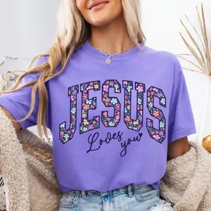 Jesus Loves You T-shirts, Comfort Colors Christian Tshirt, Gift for Mama Clothing, Trendy Faith-Based Hoodie, Women's Grace, Faith Apparel, Bible Verse Crewneck Sweatshirt, Vintage Graphic Streetwear Gift, Religious Mom Tees