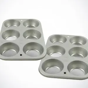 Muffin Pan - Non-Stick Coating, 6-Cavity Design, Ideal for Baking Muffins, Cupcakes, and Mini Cakes For Toaster/Ovens and Air Fryers (2 Count)