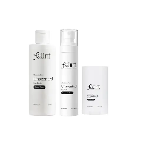 Faunt Complete Whole Body Odor Control Kit - Deo Stick, Deodorant Spray & Acidified Body Wash for Women | Complete Odor Protection for Pits, Privates & More