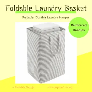 Laundry basket, foldable, freestanding, laundry hamper, large, collapsible, with handle, waterproof lining, portable laundry bin, suitable for dorms, bathrooms, RVs, bedrooms