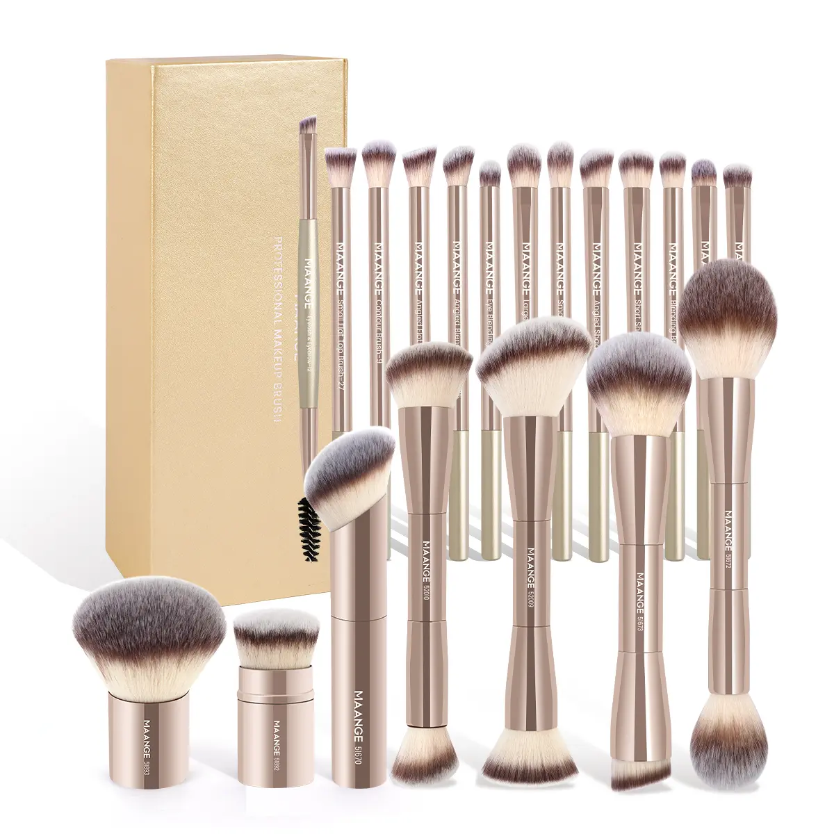 20 Counts Brushes + Storage Case - Light Golden 