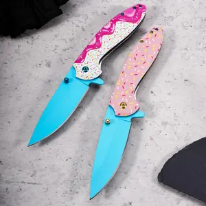 Portable EDC multifunctional tactical outdoor donut folding knife and pocket knife. Quick-release design, clip suitable for everyday carry; outdoor cutting tools designed specifically for climbing and fishing; essential gear for camping and hiking.