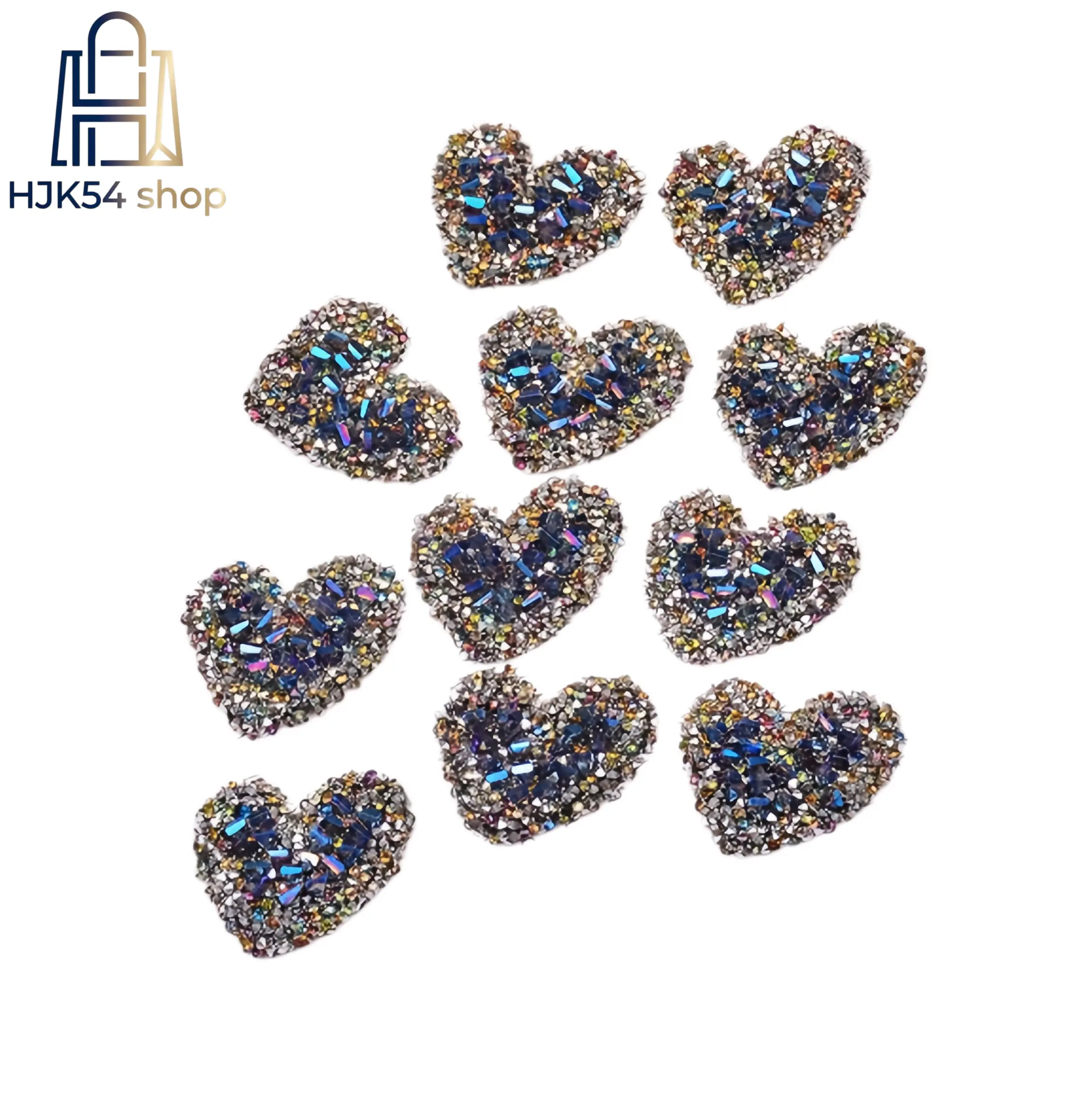Sparkly Rhinestone Heart Iron-On Patches - Easy-Apply Hotfix Multicolor Crystal Appliques with Secure Attachment - Unisex DIY Decoration for Clothes, Bags, Shoes