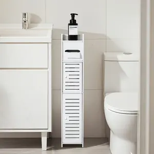 Waterproof Free-Standing Slim  Storage Cabinet - White Organizer for Toilet Paper, Shampoo & Office Supplies, Space-Saving 15 x 15 x 80 cm accessories