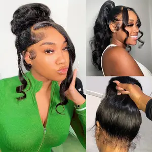 200 Density 360 Lace Front Wigs Human Hair Pre Plucked Body Wave HD 360 Full Lace Human Hair Wigs 360 Lace Frontal Wig for Black Women Glueless Lace Wig with Baby Hair around Natural Color