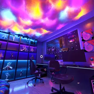 Vibrant Cloud Ambiance Creator - Multicolor RGB Music Rhythm Ambient Decor Lighting - Wireless Remote-Controlled, USB-Powered, Adjustable Height, Perfect for Gaming Room, Bedroom, Party, and Relaxation-47