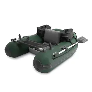 INTEX Big Catch Pro Inflatable Fishing Float Tube Set w/Oars, Pump & Rod Holders