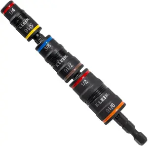 Klein Tools 32982 Impact Flip Socket Set with Swivel Adapter, 3-Piece, 25-Degree Swivel Head, 1/4 and 5/16-Inch Flip Socket, Impact-Rated