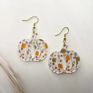 Pumpkin Dangle Acrylic Earrings