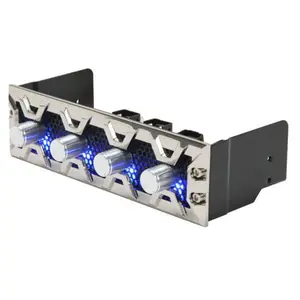Lamptron 832-103-02 Fan Controller- 30W x 4 Channels- Blue Led- Silver Aluminum Bezel