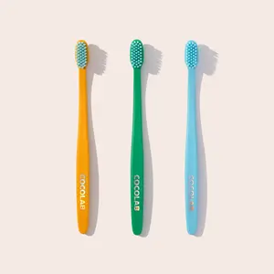 COCOLAB 3 Pack of Cocobrush Toothbrushes — Coastal Colors — Pool Blue, Bright Jade, Golden Poppy — 16x More Effective – Dentist-Designed Oral Care for a Cleaner, Brighter Smile