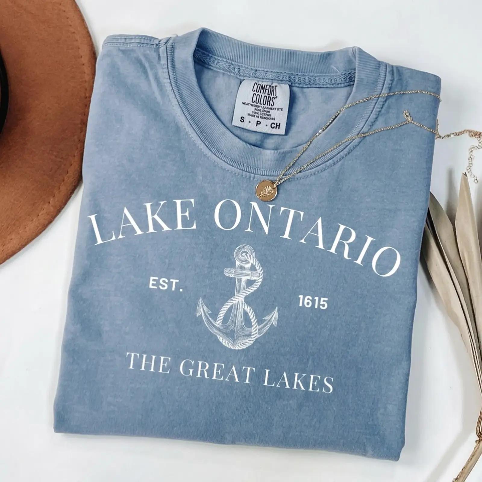 Lake Ontario EST 1615 Shirt, Vintage Lake Ontario Tee, Retro TShirt, Trendy Graphic Top, Great Lakes Adventure Travel Shirt