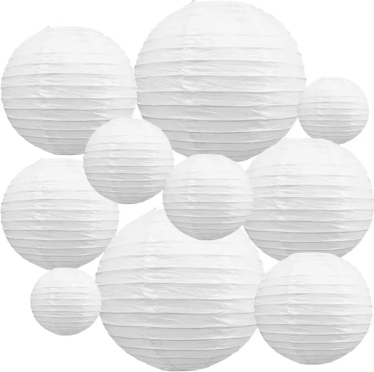 10 Pcs Paper Lantern White Round Lamp Hanging