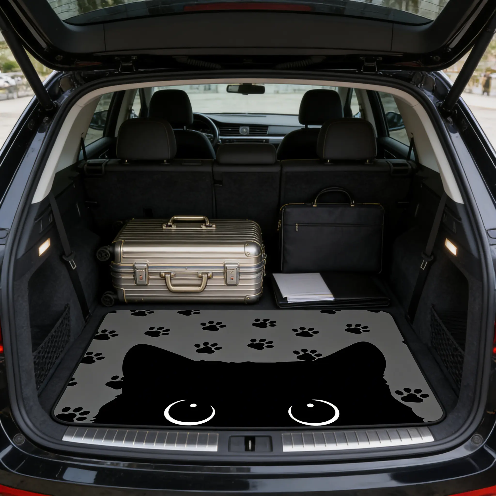 Cute butterfly and pet paw print trunk mats soft non slip and durable Stylish car interior accessories suitable for most car models