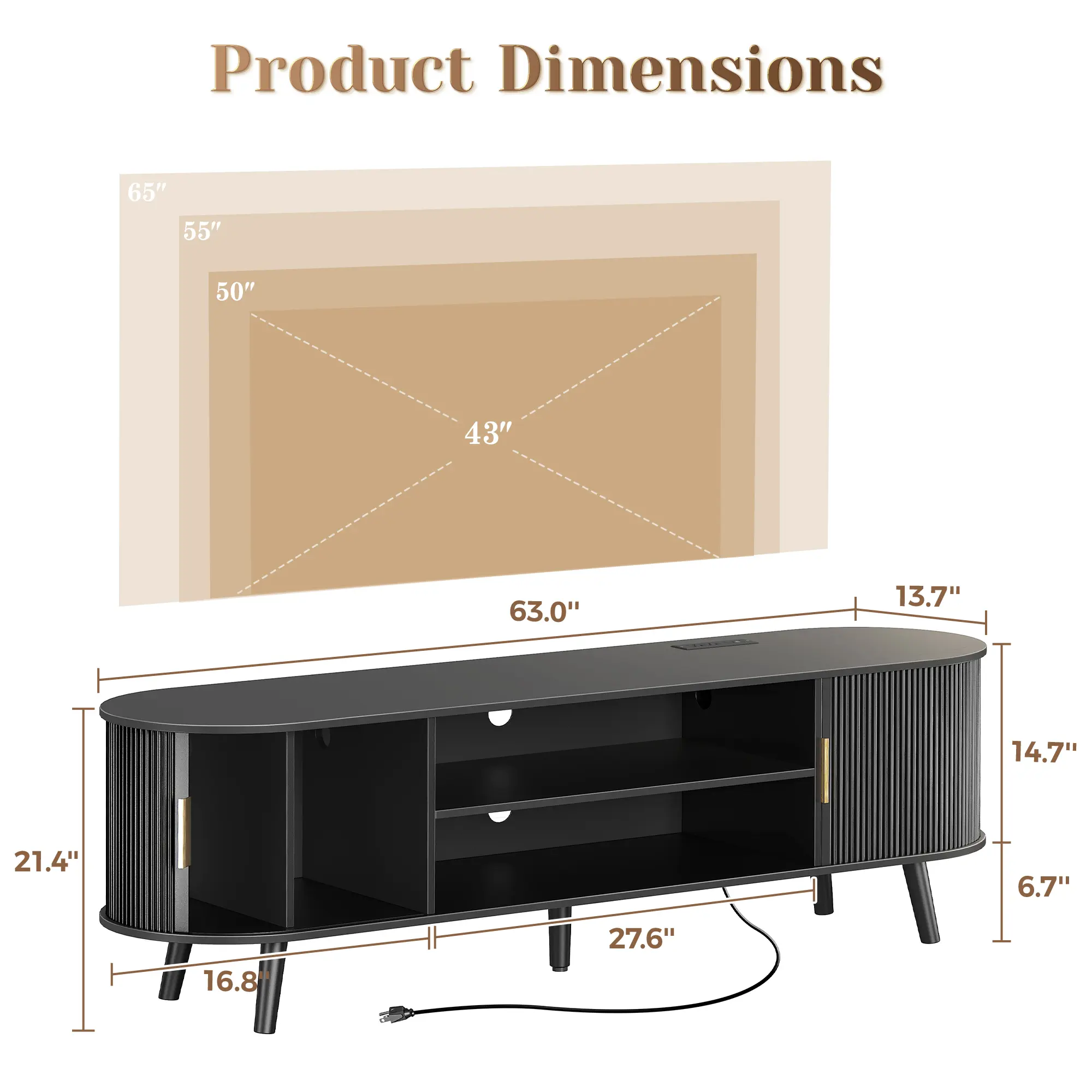 63 Inch Black - Curved Design