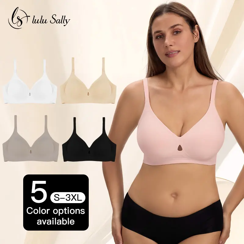 lulu Sally---Jelly wire-free women’s bra — comfortable push-up/top-style bra, seamless T-shirt bra, deep V everyday bra #2255 Fashion Women’s App