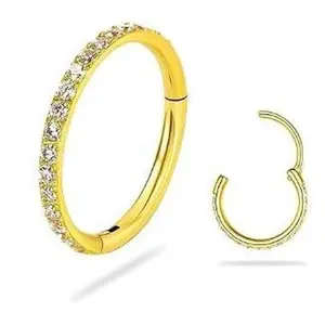 14K Gold Hinged Titanium Nose Rings Hoop for Women 20G, 316L Surgical Steel Clicker Septum Ring, Hoop Huggie Earring for Upper Lobe Cartilage Helix Piercing Jewelry