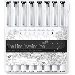 Micro Pen Fineliner Drawing Pens: 8 Sizes Fineliner Pens Pigment Black Ink Assorted Point Sizes Waterproof for Writing Drawing Journaling Sketching Anime Manga Watercolor for Artists Beginners