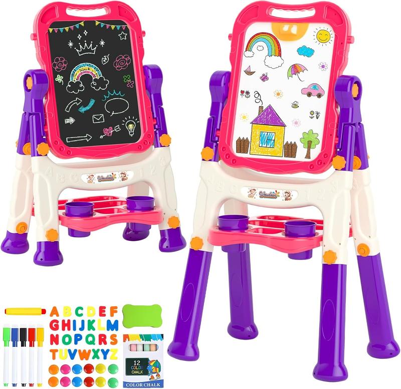 【Latest version】Easel for Kids,Toddler Toys for Ages 2-4, Double-Sided Magnetic Kids Art Easel for 2 Year Old Boy Birthday Gift,Toys for 3 Year Old Boy Dry Erase Boards,Drawing Boadrs for 2 3 4 5 Years Old Girl Gift