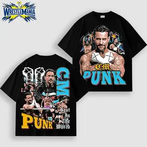 [WWE] CM Punk V3 Best In The World Cotton Graphic T Shirt, Vintage WWE Wrestling Fan Tee, Chicago Stars CM Punk Wrestling Shirt, Retro Pro Wrestling Streetwear Graphic T-Shirt for Men Women WWE AEW Wrestling Fans