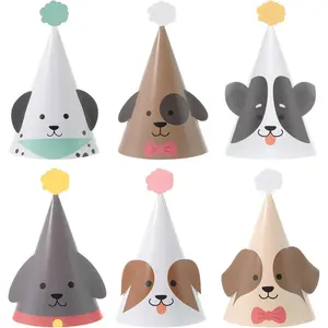 24PCS Pet Dog Birthday Party Hats Cute Puppy Themed Party Cone Hats Colorful Dog Birthday Parties Decorations Costume Headwear for Cosplay Dress Up Puppy Parties Supplies