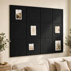 Large 48" x 36" Self Adhesive Felt Cork Board Tiles for Walls, Black Bulletin Pin Board for Office, Easy to Install, Ideal for Photo Display, Dart Board Wall Protector
