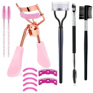 Eyelash & Eyebrow Care Set, Eyelash Curler & Lash Comb Separator & Mascara Brushes & Double-ended Beveled Brow Brush & Replacement Combs, Makeup