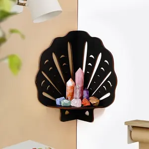 Creative Simple Shell Nail Wall Display Shelf, Minimalist Shell Shape Wall Decor Hanging, DIY Assembly Wooden Small Storage Rack