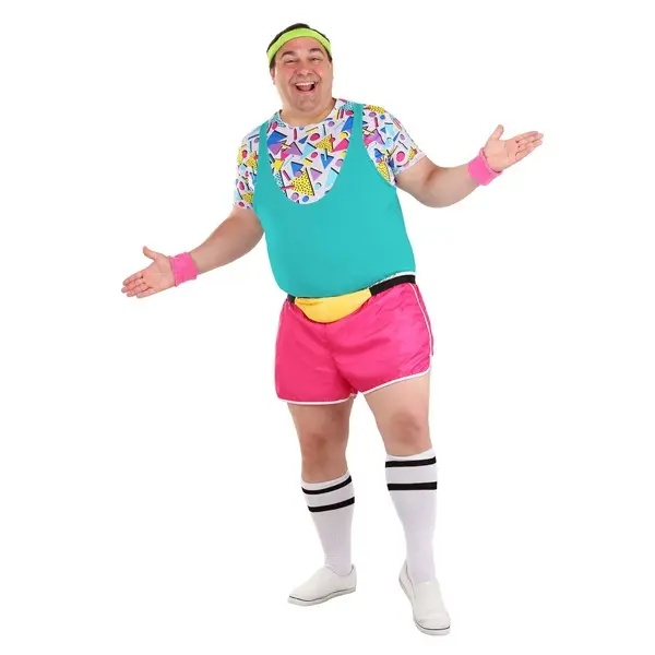 Plus Size Work It Out Men's 80s Costume