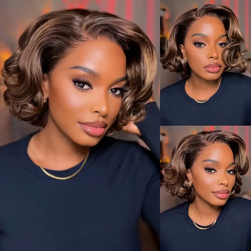 【NEW】ISEE Wear Go Vintage Blowout Straight Highlight Color 7x5 Lace Pre-Styled C Part Design 180% Density Glueless Human Hair Wig Pre-Cut Lace & Pre-plucked Natural Hairline Wig Vacation Hair #SummerWins #DealsForYouDays