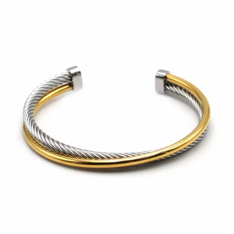 Bangle double tone stainless steel open size Bangle double tone stainless steel open size