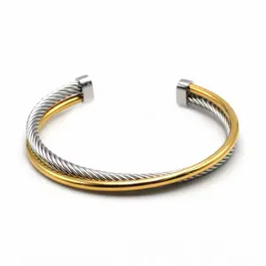 Bangle double tone stainless steel open size