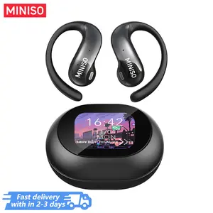 MINISO MS188 LCD Wireless Bluetooth Earphones,OWS Open Ear Headphones with Mic,Full Color Display Charging Case Earbuds Wireless Headsets