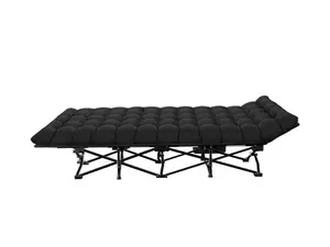 Camping Cot 500 lbs Capacity Folding Bed with Seat Cushion - Heavy Duty Portable Foldable Guest Cot for Indoor & Outdoor Use, Compact Tri-Fold Design with Storage Bag(Black,190x71cm)