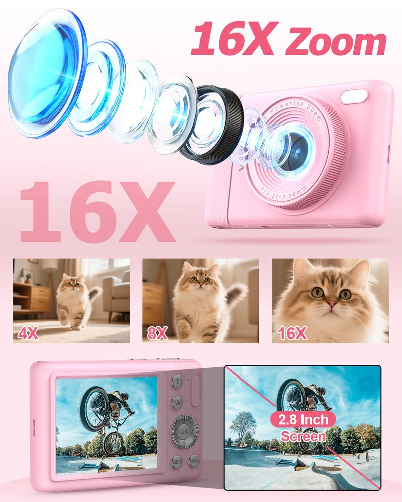 4K Digital Camera for Photography, Auto-Focus 64MP Vlogging Camera for Beginner with 2.4 inch 180° Flip Screen, 18X Digital Zoom Point and Shoot Camera with 32GB Micro SD Card, Perfect Gifts for Halloween and Thanksgiving 4K Digital Camera for Photography, Auto-Focus 64MP Vlogging Camera for Beginner with 2.4 inch 180° Flip Screen, 18X Digital Zoom Point and Shoot Camera with 32GB Micro SD Card, Perfect Gifts for Halloween and Thanksgiving