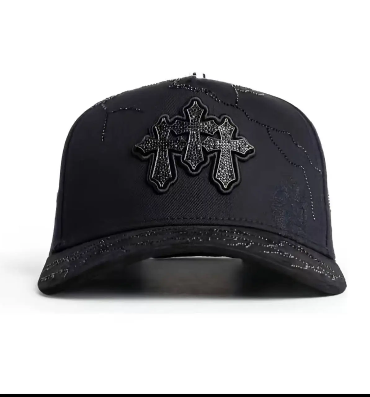 Unisex Black Cap – 3 Crosses Design