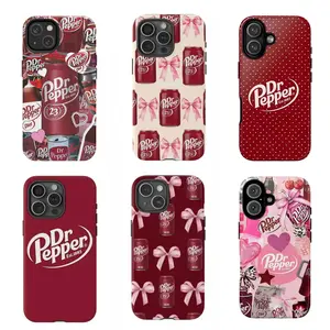 Dr Pepper Lover Festive Bow Design girl Phone Case Compatible for iPhone 17Air 16Promax 15 14 13 12 11 and for Samsung galaxy S22-S26 Gift for Teens & Fashion Lovers anime cartoon fan cover