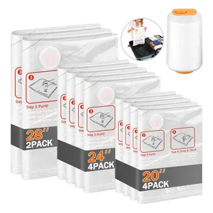 Cordless Travel Vacuum Storage Bags with Rechargeable Pump, 10 Pack (3 Sizes) - Waterproof, Reusable & Space-Saver for Clothes，Compression Packing & Carry-On