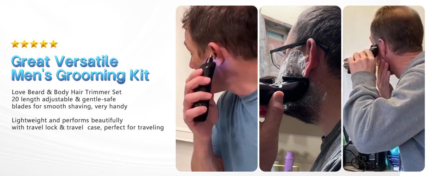 Manscape Beard Trimmer for Men, Groin & Body Hair Trimmer, Ball Shaver, Nose Hair Clippers, IPX7 Waterproof Men's Wet/Dry Groomer Kit, Rechargeable with Travel Case, LED Display