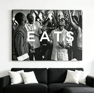 Paid in Full Everybody Eats Poster, Vintage Cult Movie Wall Art, Black & White Hypebeast Canvas Print, Home Decor for Bathroom, Bedroom & Kids Room, Movie Fan Collectible