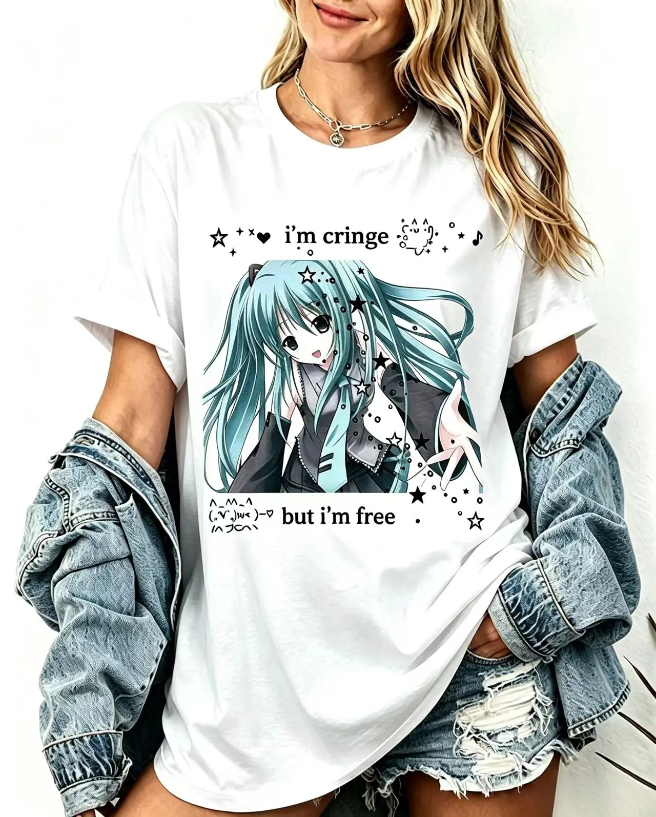 I'm Cringe Japanese Anime T-shirt | Cute Casual 100% Cotton T-shirt Hip-hop Harajuku Top | Star Girl Street Wear Graphic T Shirts