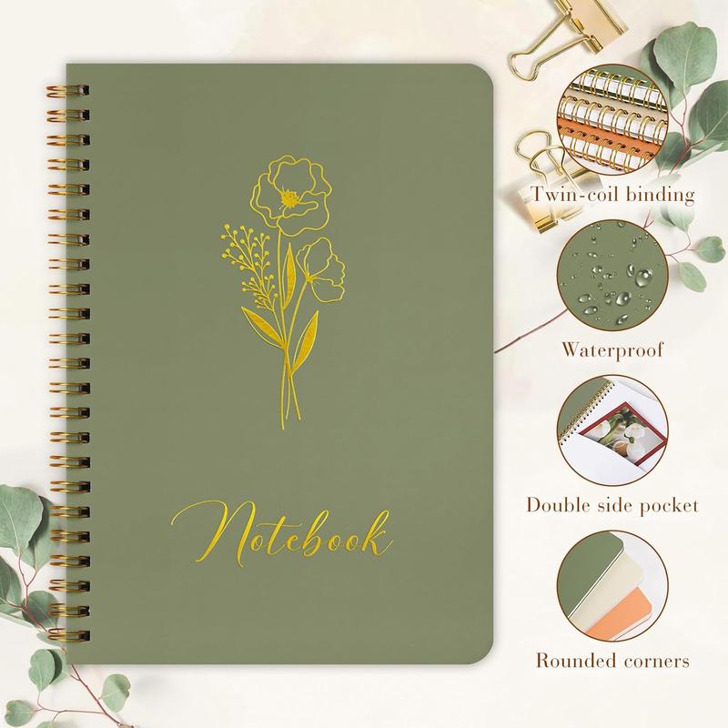 Aesthetic Spiral Notebook Set 3, 6 x 8 Pastel Notebook with Pocket 3, A5 Small Tear Out Lined Page Cute College Ruled Journal for Note Taking Writing for Women Man School Office Work