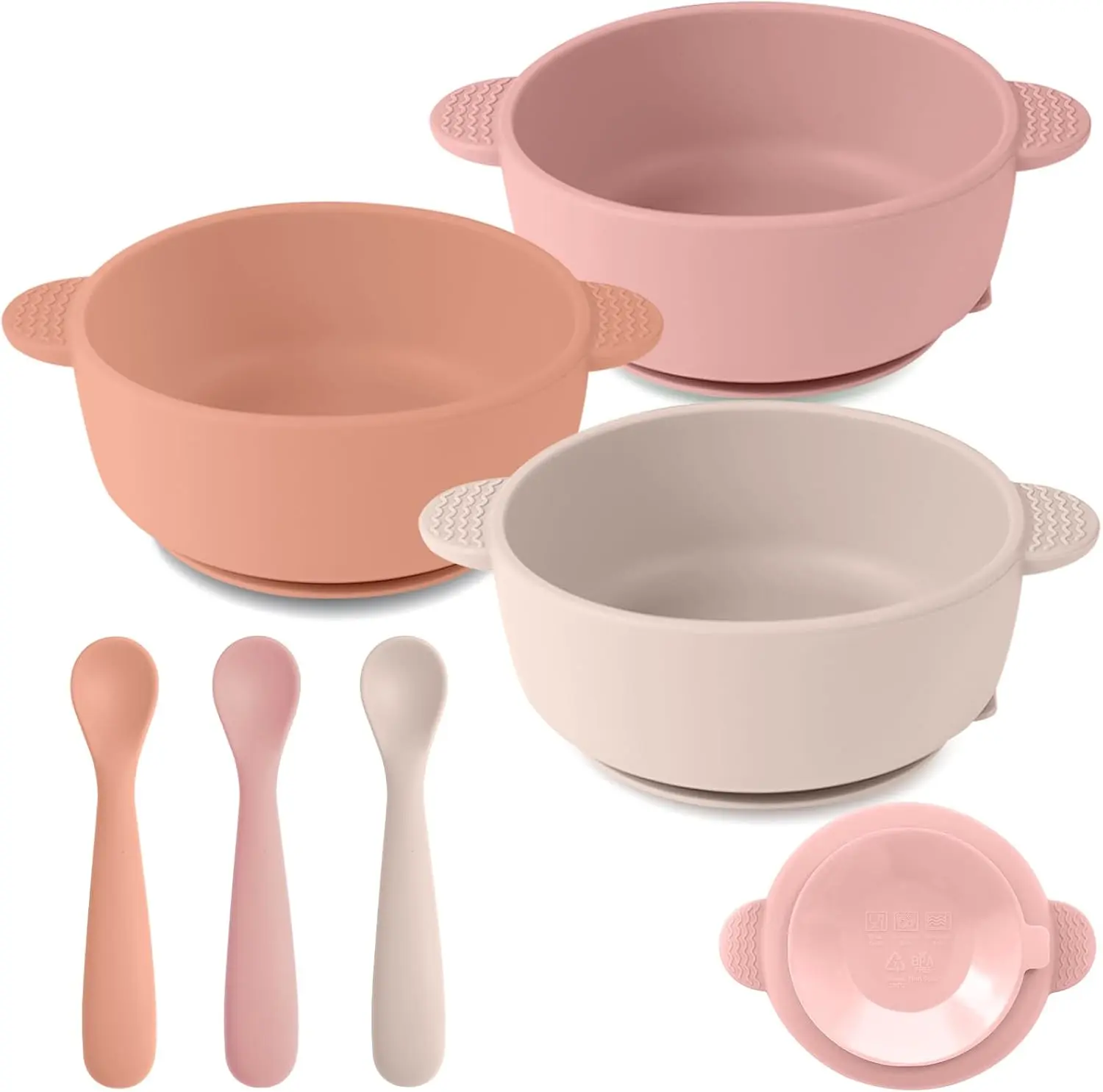 3 Pack Baby Feeding Set – Silicone Suction Bowls with Soft Spoons (BPA Free)