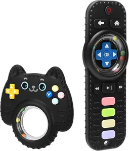 2 Pack Baby Teething Toys for Babies 3-6 Months, Silicone TV Remote Teether for Infants 6-12 12-24 Months, Sensory Chew Toys for Boys & Girls, BPA Free Teething Relief