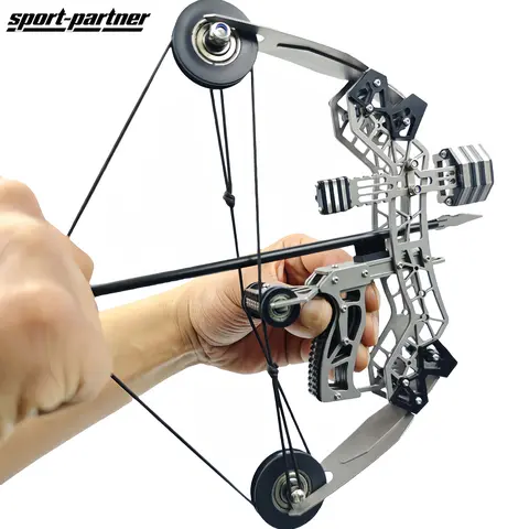 Sport-Partner Steel-Solid Stainless Steel Mini Compound Bow and Arrow Toy Set - 8 Arrows, 10.2in Compact Archery Gear for Beginner Practice, Teen Boys' Gift (Toys for Boys, Entertainment Focused, Not for Hunting)