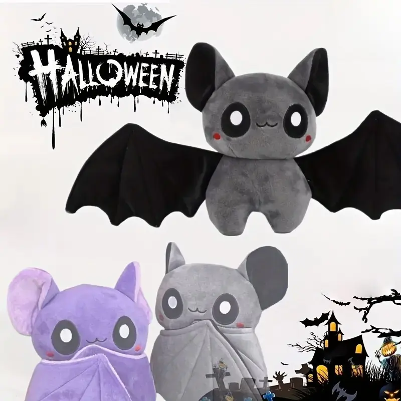 Halloween Bat Cuddly Stuffed Animal, Creepy Cute Decorations Gifts for Kids, Halloween Bats Party Favors, Home Yard Scary Decor, Soft Stuffed Animals
