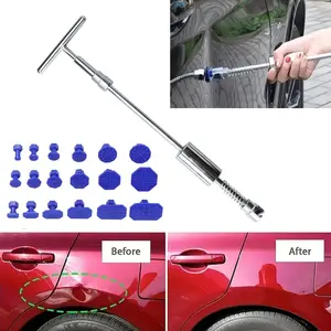 Car dent repair kit, professional slide hammer and 2-in-1 T-bar, car dent puller with 18 washers, suitable for repairing car dents and door dents from small to slight dents, essential tool for car body work