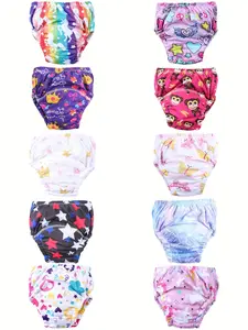 10 Pack Baby Boys Girls Reusable Training Pants, Soft Comfortable Fabric, Above the Knee Fitted Design for 0-3 Years